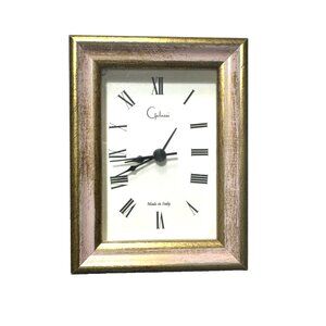 F. G. Galassi Handmade Fine Italian Wood Traditional Pink/Gold Clock with Easel